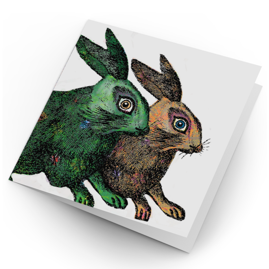 Green and Brown Rabbit Card